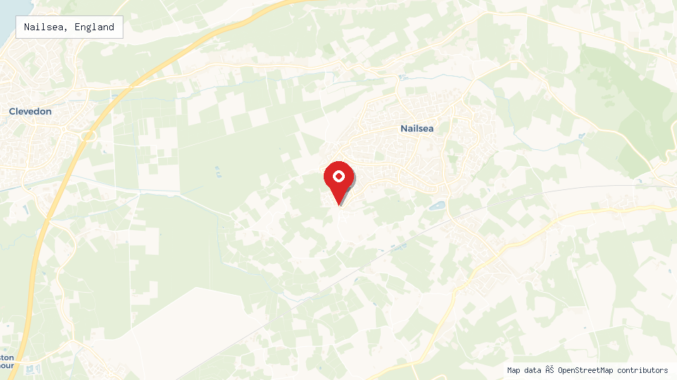 Street map of Nailsea, England with location pin