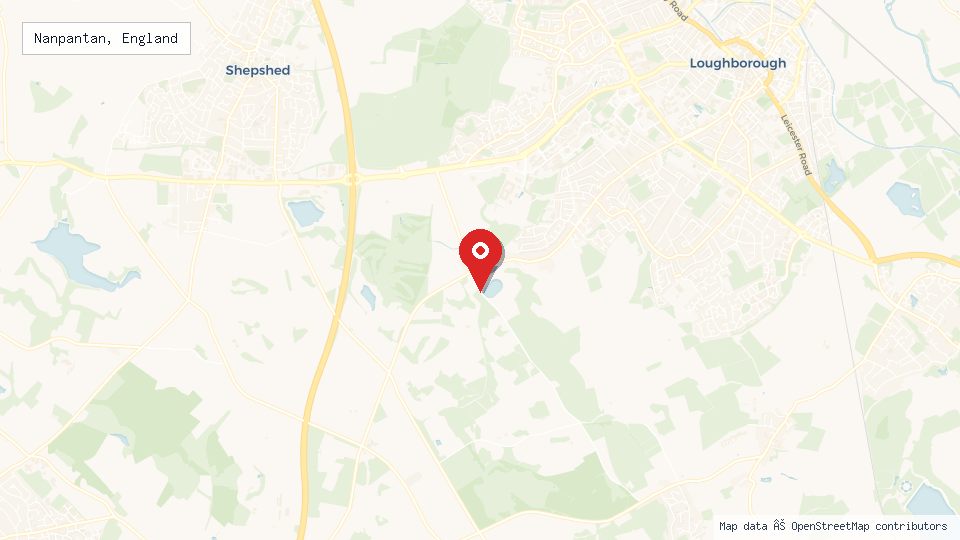 Street map of Nanpantan, England with location pin