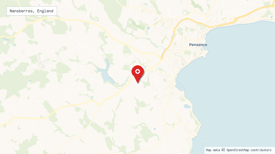 Street map of Nansberres, England with location pin