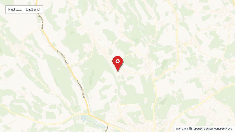 Street map of Naphill, England with location pin