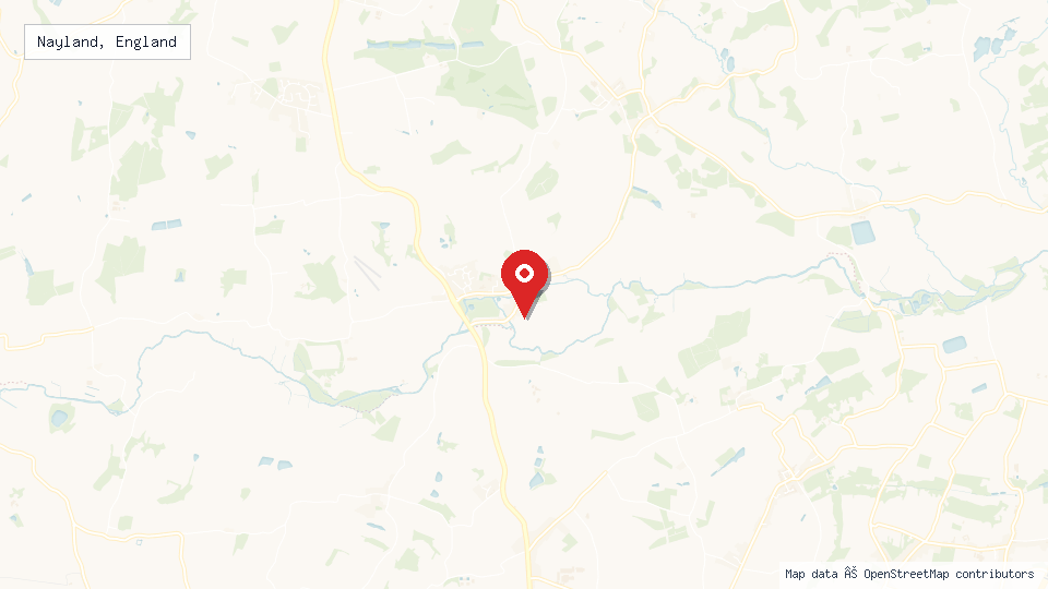 Street map of Nayland, England with location pin