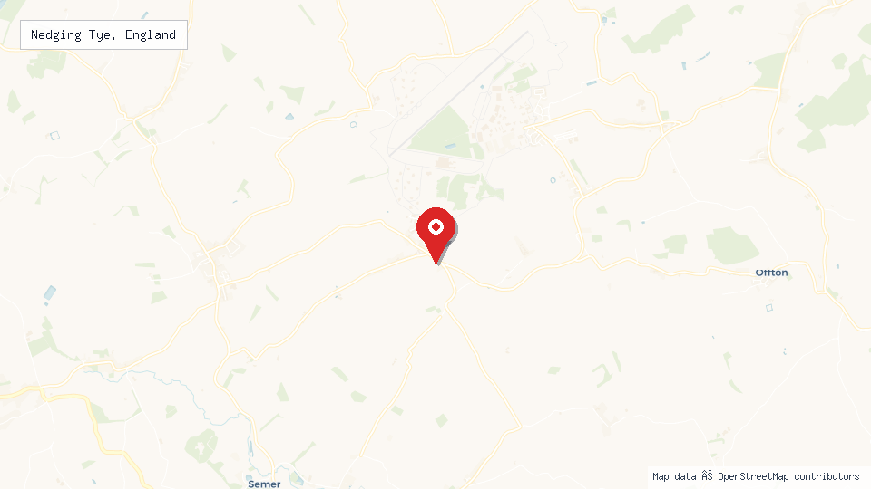 Street map of Nedging Tye, England with location pin