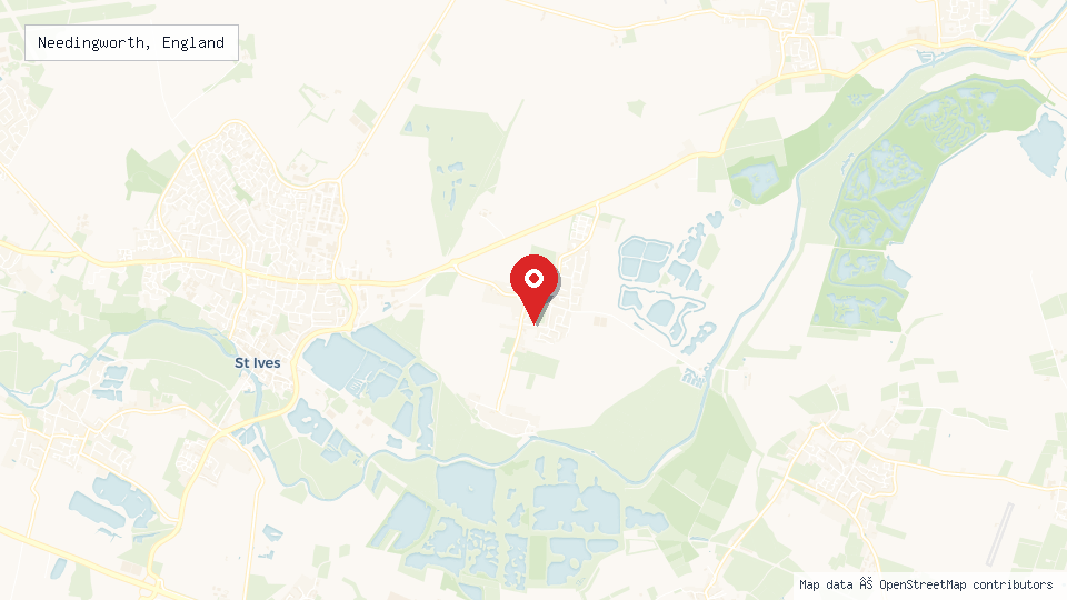 Street map of Needingworth, England with location pin
