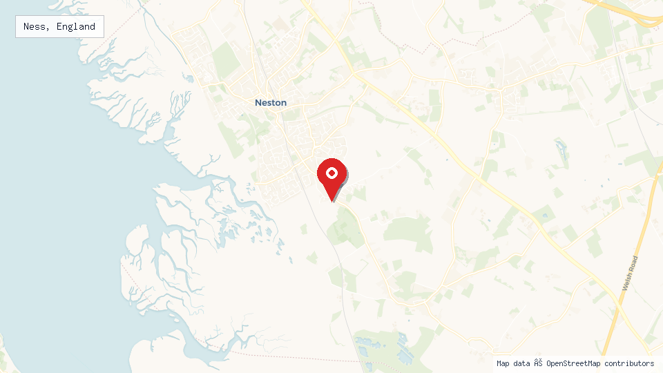 Street map of Ness, England with location pin
