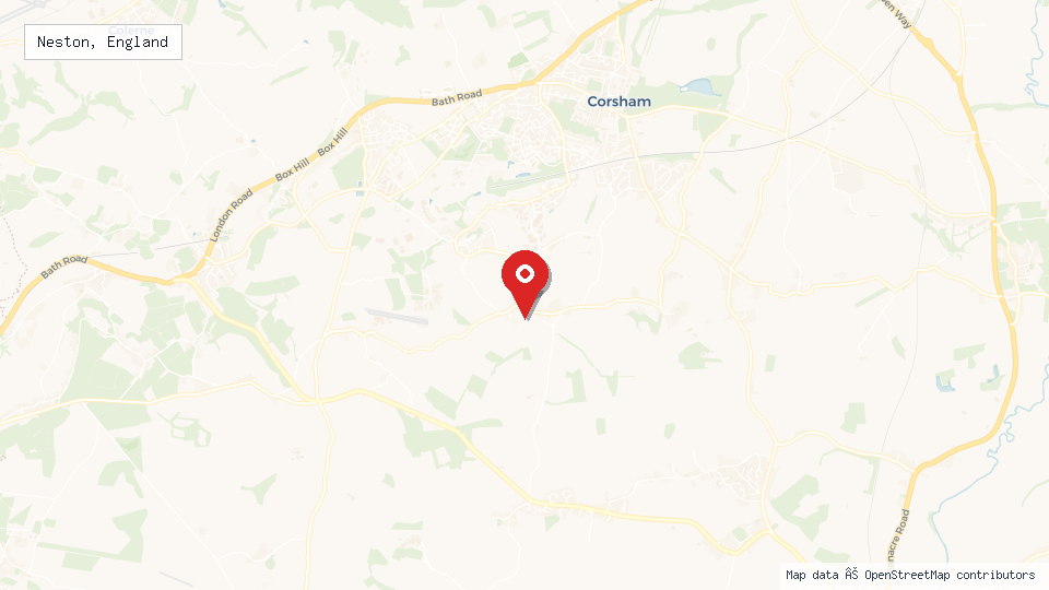 Street map of Neston, England with location pin