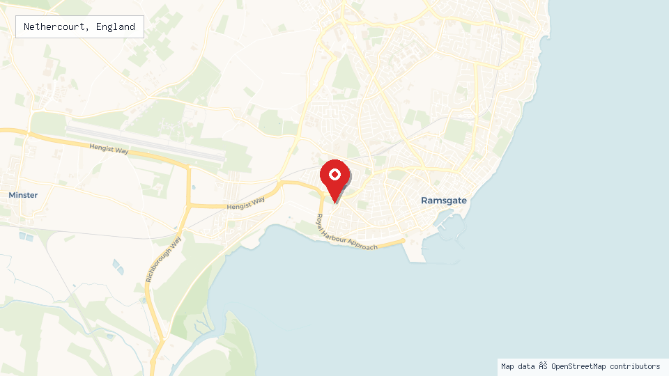 Street map of Nethercourt, England with location pin