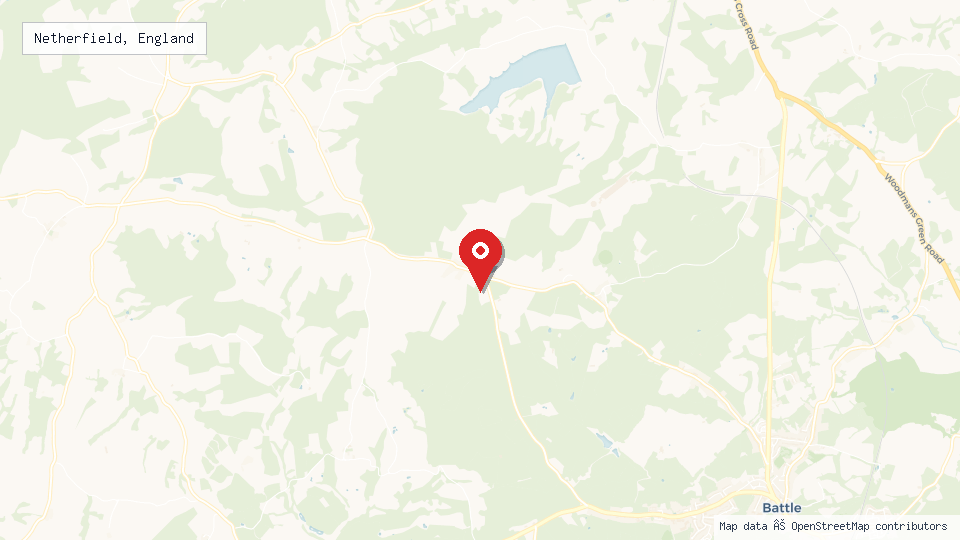 Street map of Netherfield, England with location pin