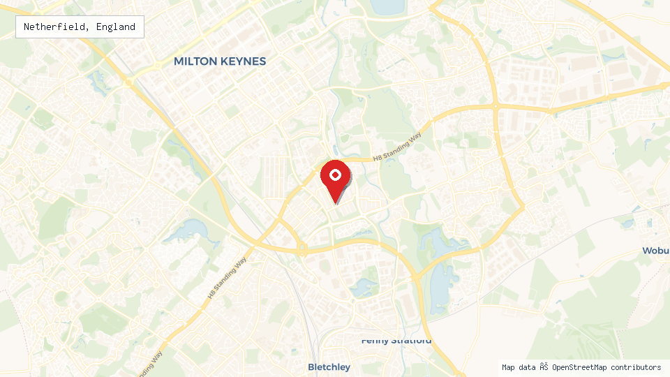 Street map of Netherfield, England with location pin