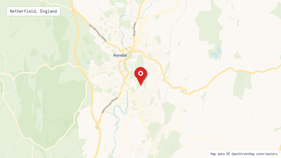 Street map of Netherfield, England with location pin