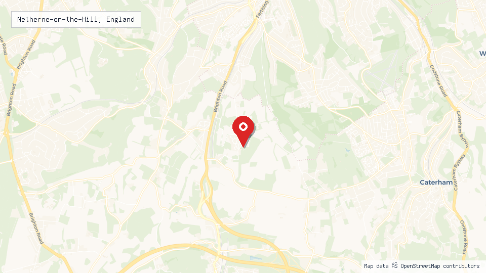 Street map of Netherne-on-the-Hill, England with location pin