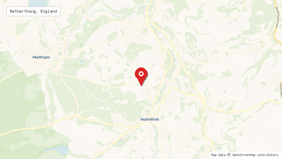 Street map of Netherthong, England with location pin