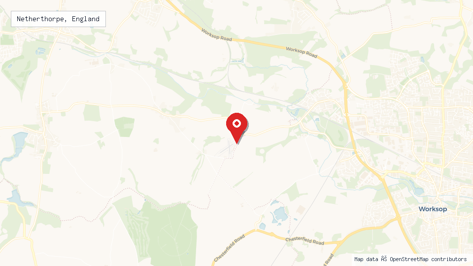 Street map of Netherthorpe, England with location pin