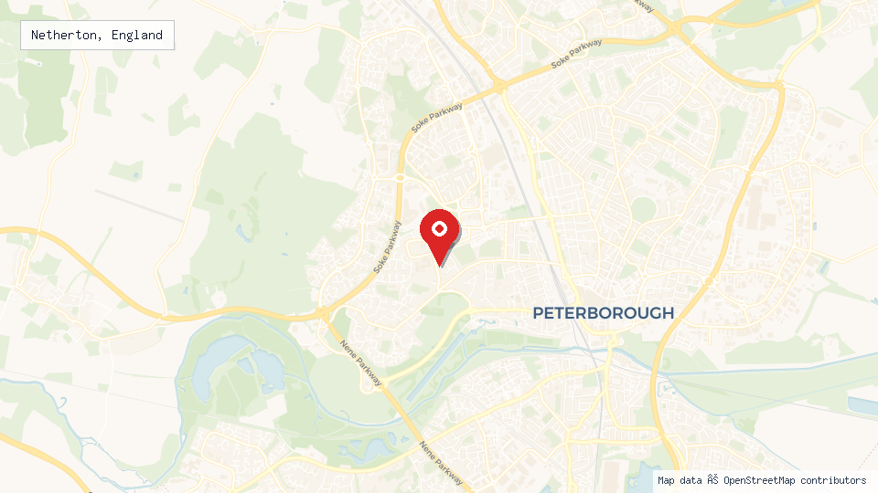 Street map of Netherton, England with location pin