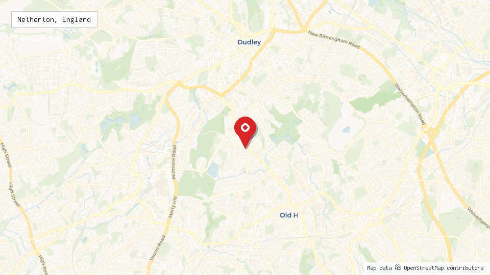 Street map of Netherton, England with location pin