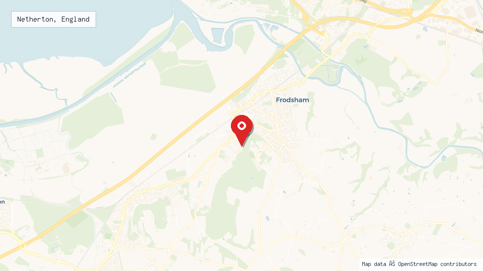 Street map of Netherton, England with location pin