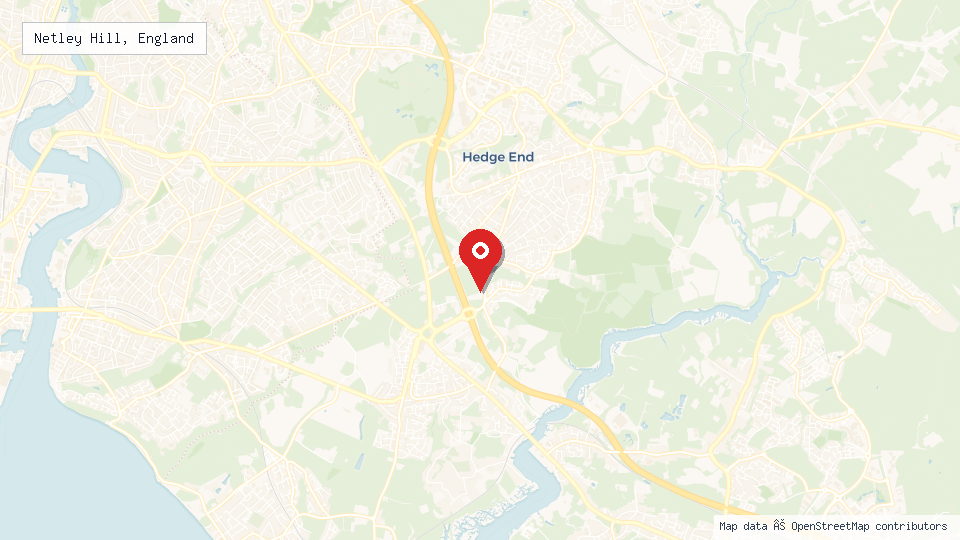 Street map of Netley Hill, England with location pin