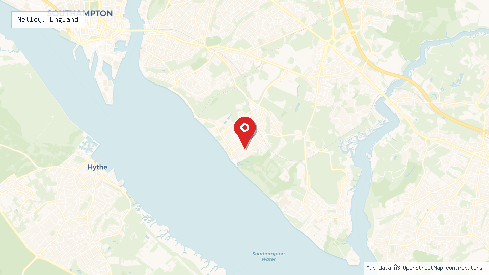 Street map of Netley, England with location pin