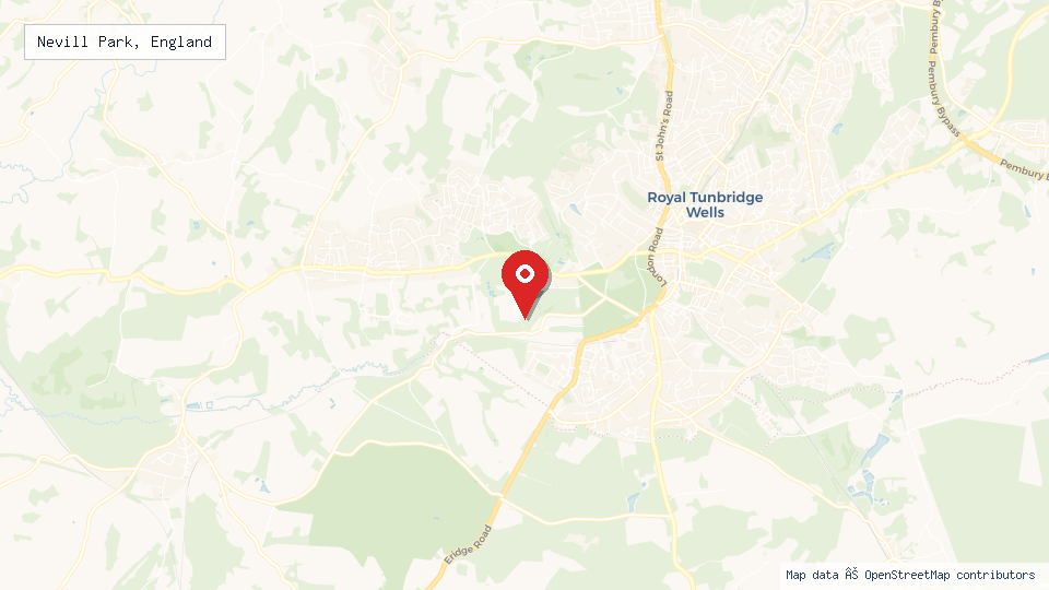 Street map of Nevill Park, England with location pin