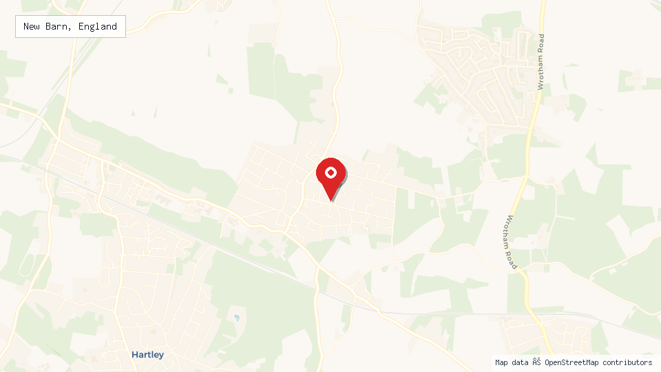 Street map of New Barn, England with location pin