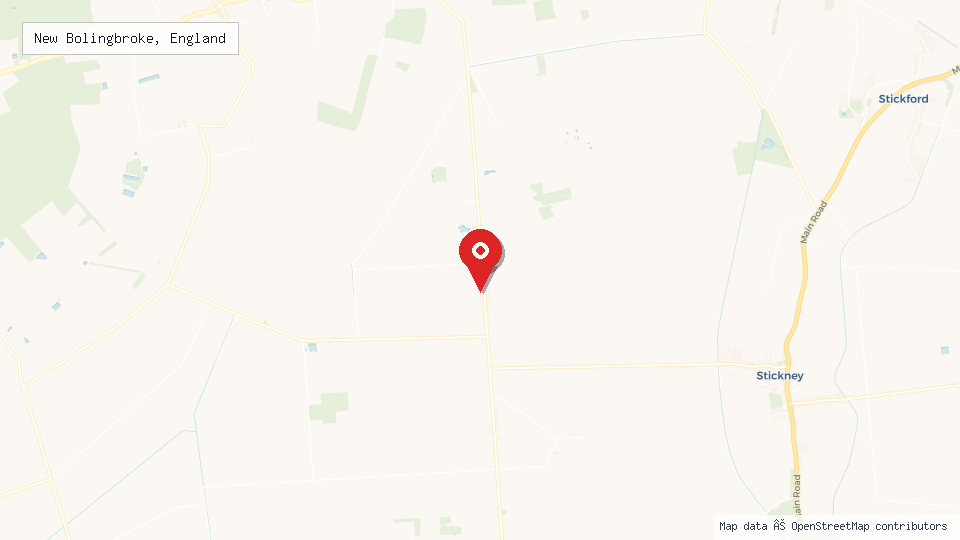 Street map of New Bolingbroke, England with location pin