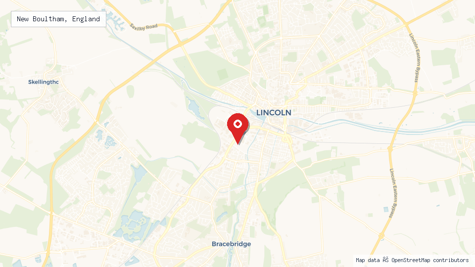 Street map of New Boultham, England with location pin