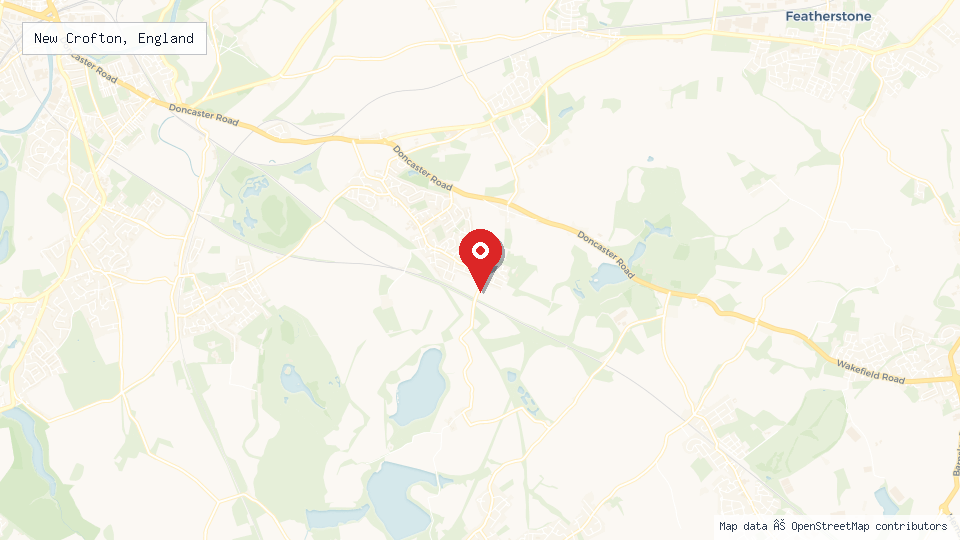 Street map of New Crofton, England with location pin