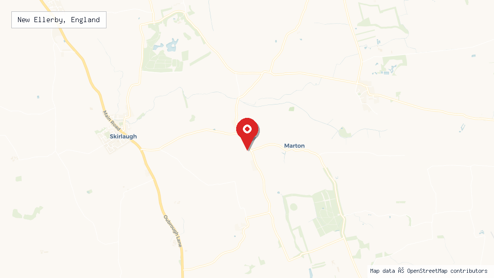 Street map of New Ellerby, England with location pin