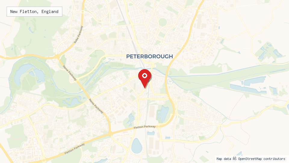 Street map of New Fletton, England with location pin