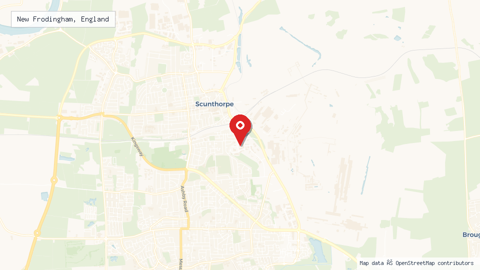Street map of New Frodingham, England with location pin