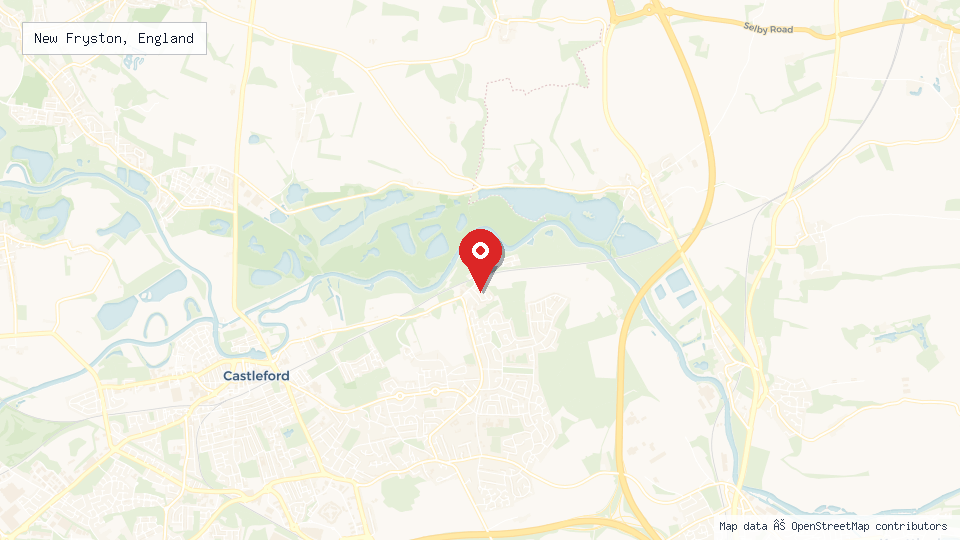 Street map of New Fryston, England with location pin