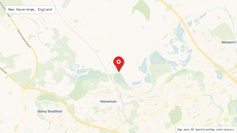 Street map of New Haversham, England with location pin