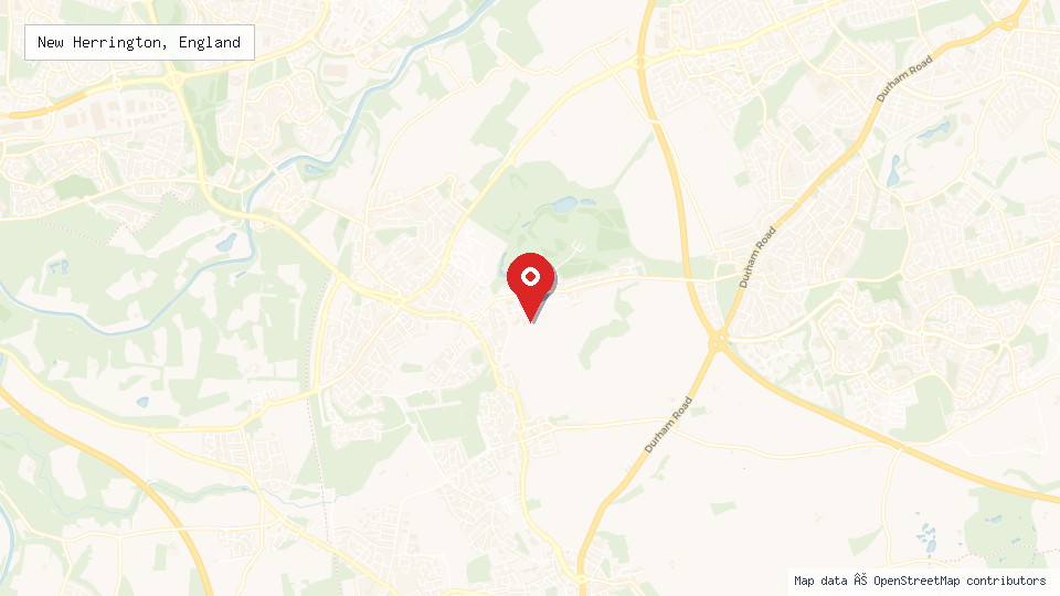 Street map of New Herrington, England with location pin