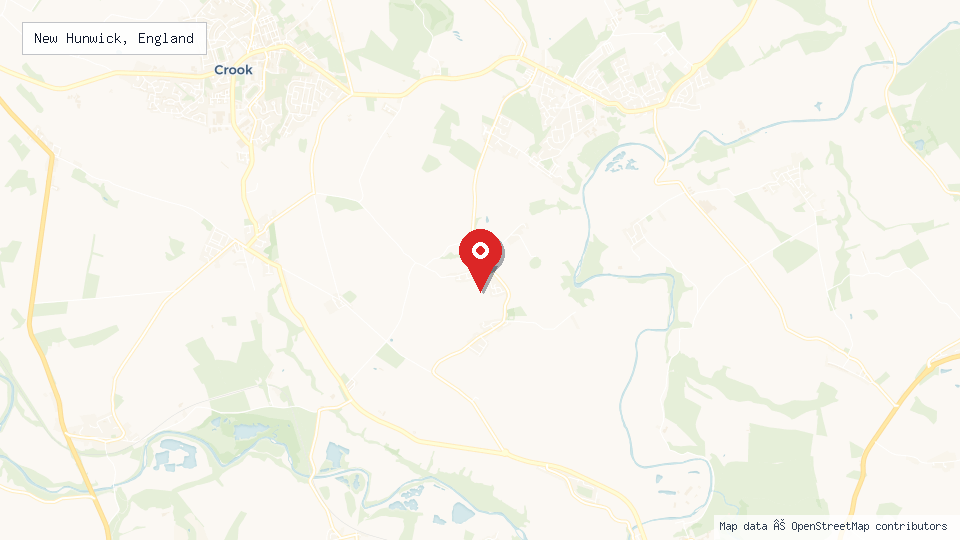 Street map of New Hunwick, England with location pin