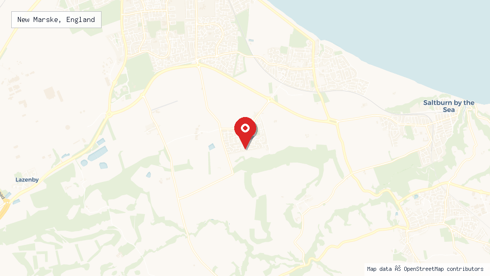 Street map of New Marske, England with location pin