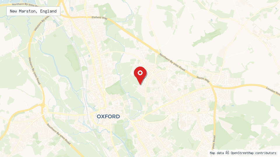 Street map of New Marston, England with location pin