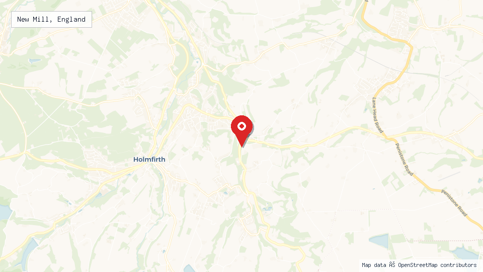 Street map of New Mill, England with location pin