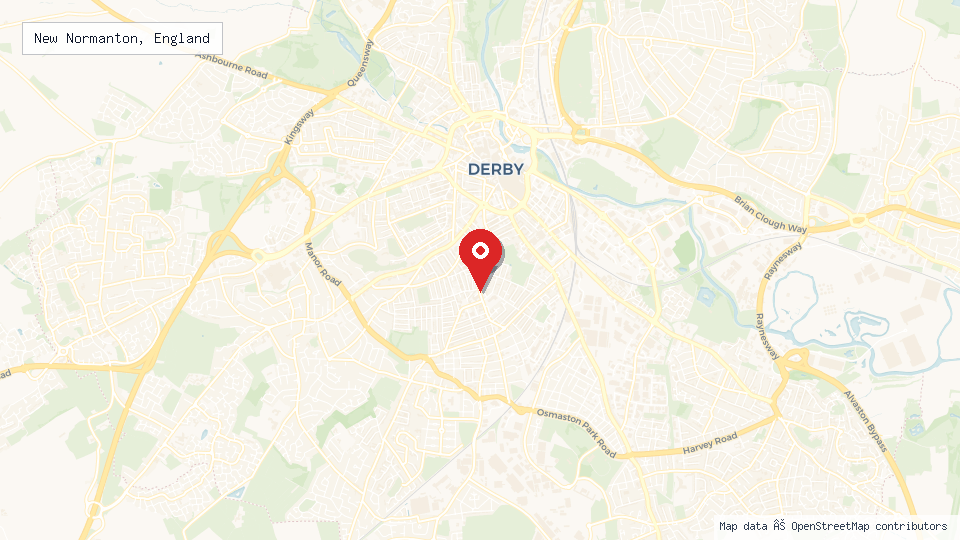 Street map of New Normanton, England with location pin