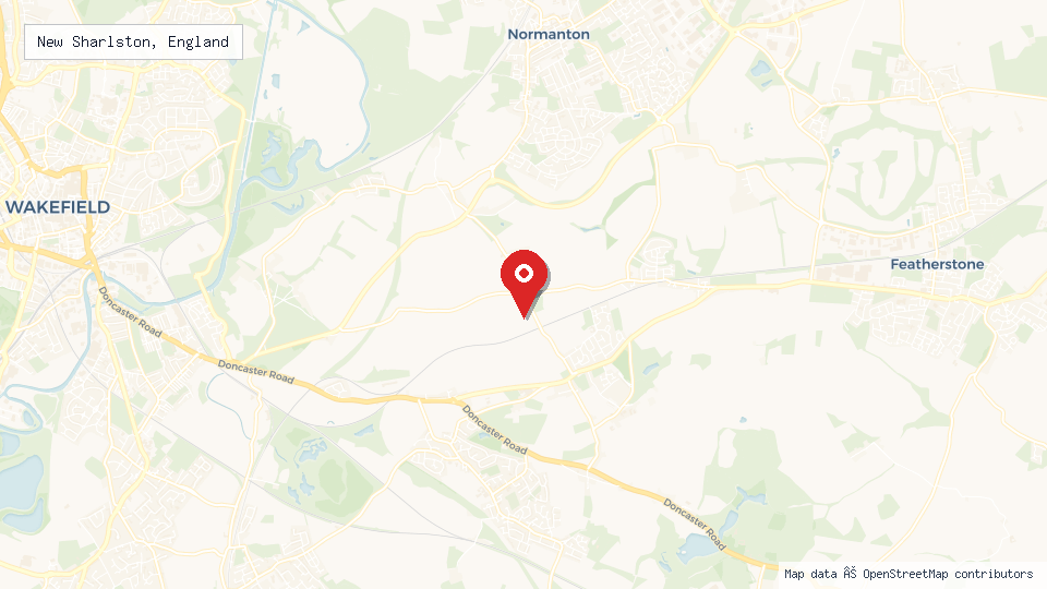 Street map of New Sharlston, England with location pin