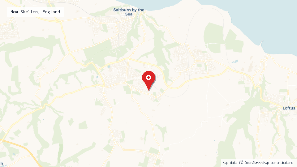 Street map of New Skelton, England with location pin