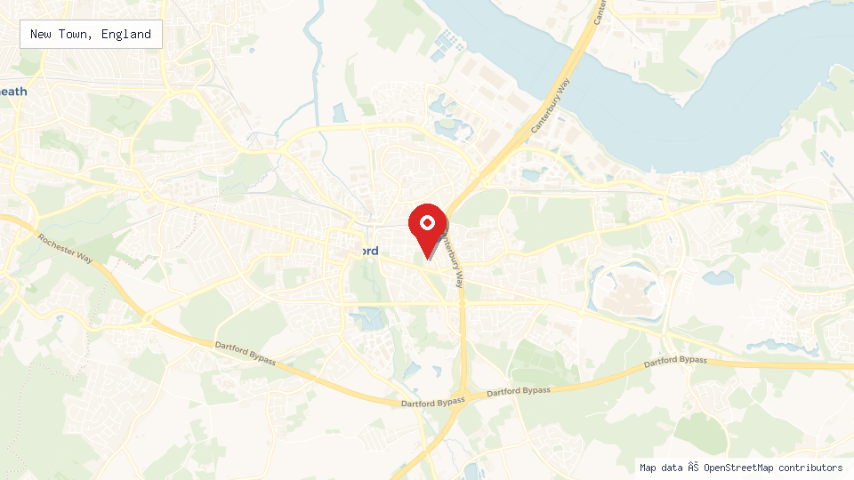 Street map of New Town, England with location pin