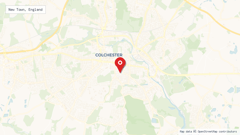 Street map of New Town, England with location pin