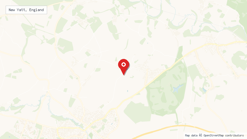 Street map of New Yatt, England with location pin