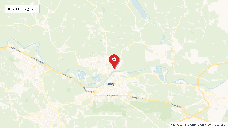 Street map of Newall, England with location pin