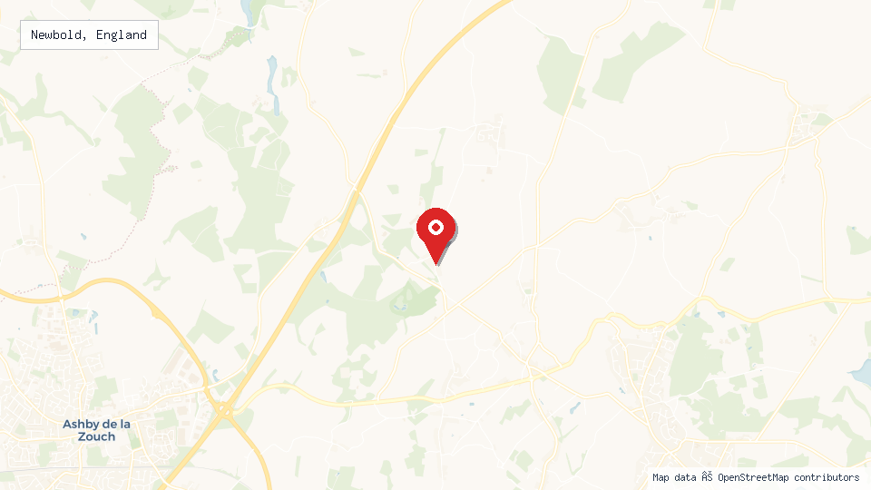 Street map of Newbold, England with location pin