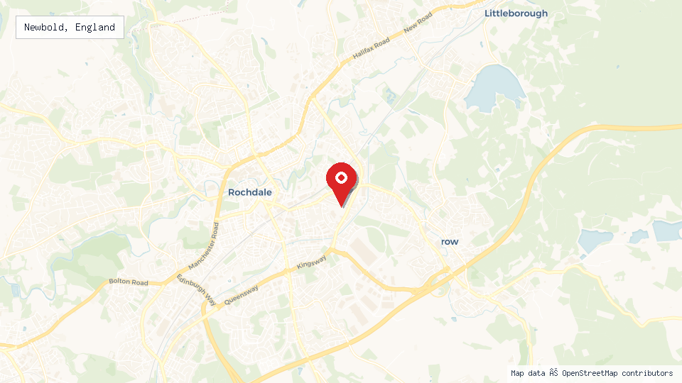 Street map of Newbold, England with location pin