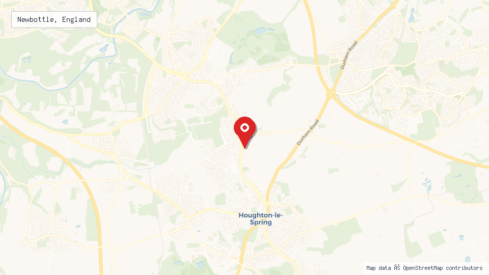 Street map of Newbottle, England with location pin