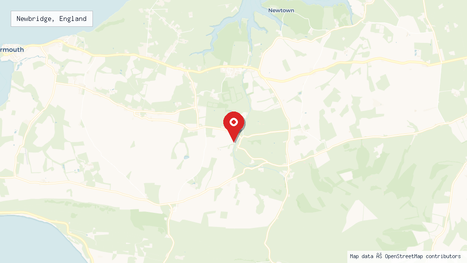 Street map of Newbridge, England with location pin