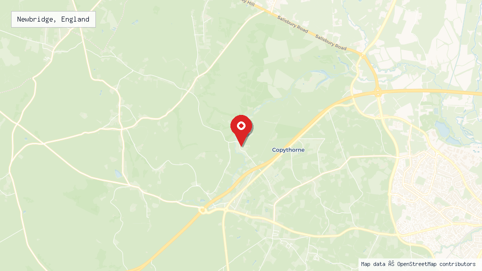 Street map of Newbridge, England with location pin