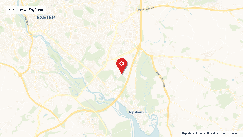 Street map of Newcourt, England with location pin