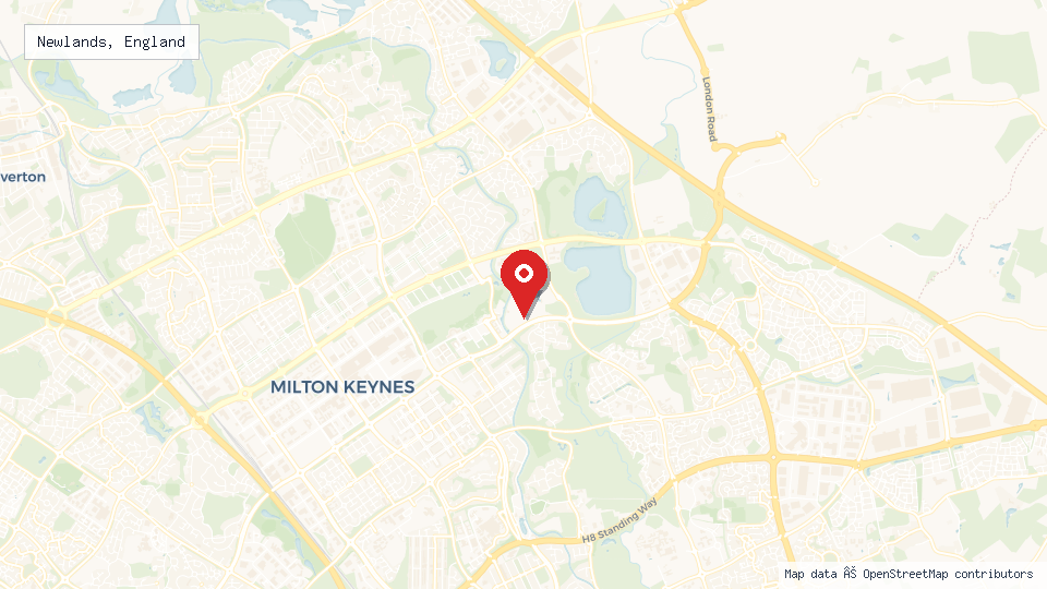Street map of Newlands, England with location pin